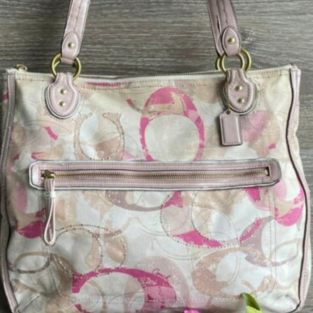 COACH POPPY SIGNATURE STAMPED C HALLIE CANVAS BAG